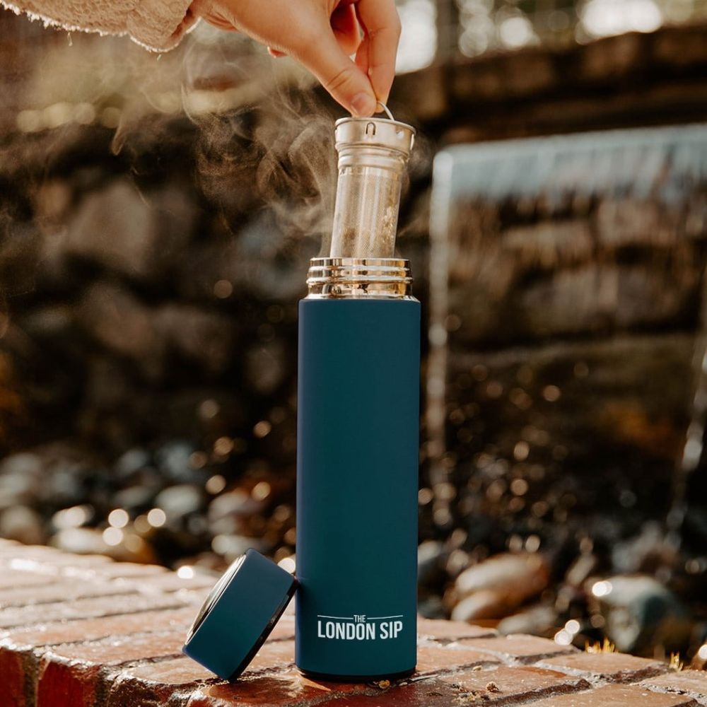 16oz Tea Infuser Bottle (Midnight Teal) | The London Sip