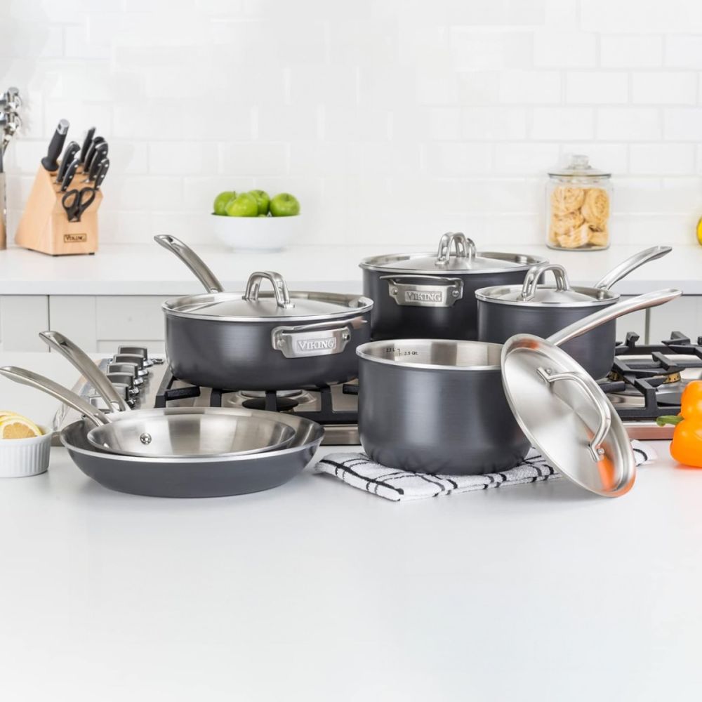 5-Ply Hard Stainless Steel Cookware Set - 10 Piece | Viking