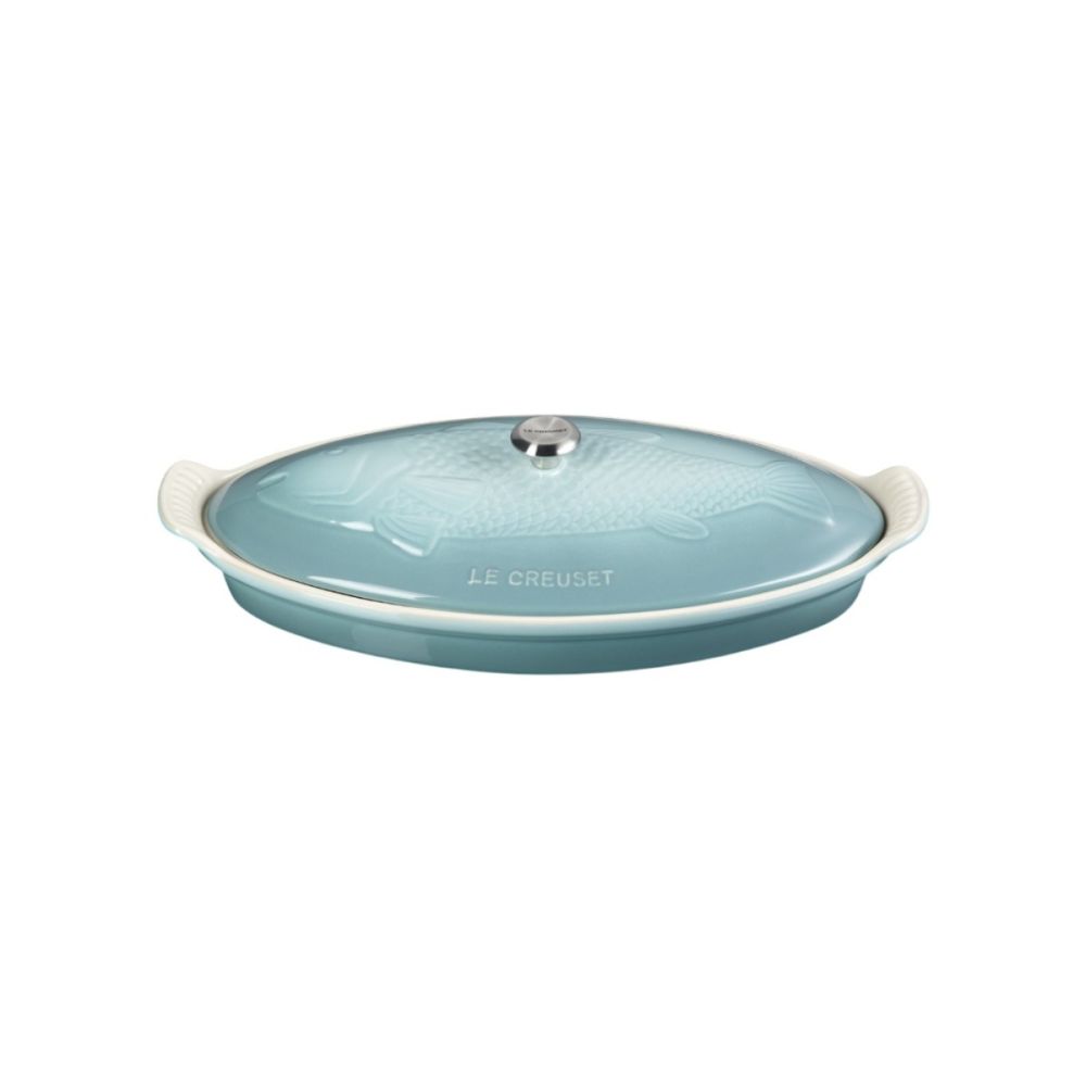 Heritage 1.7 Qt. Fish Baker with Gold Knob (Sea Salt) | Le Creuset