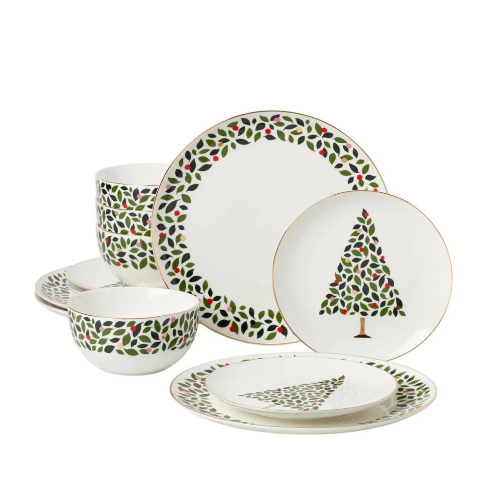12-Piece Dinnerware Set (Evergreen) | Kate Spade | Everything Kitchens