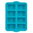  image shows Trudeau Silicone Tropical Granite 8-Count Mini Loaf Pan | Blue against a blank, white background Image