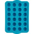 image shows Trudeau Silicone Tropical Granite 24-Count Mini Muffin Pan | Blue  against a blank, white background Image