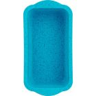 image shows Trudeau Silicone Tropical Granite 8.5" x 4.5" Loaf Pan | Blue  against a blank, white background Image