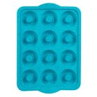 image shows Trudeau Silicone Tropical Granite 12-Count Donut Pan | Blue against a blank, white background Image