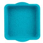  image shows Trudeau Silicone Tropical Granite 8" x 8" Square Cake Pan | Blue against a blank, white background Image
