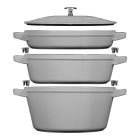 Staub Stackable Cocotte, Braiser, and Grill Pan with Lid | Graphite Grey