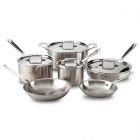 All-Clad D5 Cookware Set (10 Pieces): Brushed Stainless Steel w/ Aluminum Core