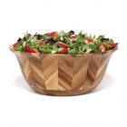 image shows Lipper International Acacia Hand Pieced Herringbone Bowl against a blank, white background Image
