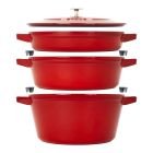 Staub Stackable Cocotte, Braiser, and Grill Pan with Lid | Cherry