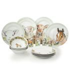 Everything Kitchens 16-Piece Dinnerware Set with Drinking Glasses | Barnyard Baby Animals