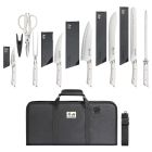 Cangshan Helena White Series 9 Piece BBQ Knife Bag Set