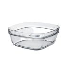 Duralex Lys 6-Piece 3.2 Qt. Square Salad Bowl | Clear Against a Plain White Background Image