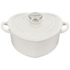 Le Creuset 2 Qt. Heart Cocotte with Stainless Steel Knob (White)