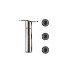 image shows Le Creuset Metal Wine Pump and 3 Stoppers | Shiny Nickel  against a blank, white background Image