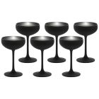 Stolzle 7.75oz Olympia Crystal Champagne Saucer Coupe Glasses - Set of 6 | Black & Silver