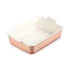 Le Creuset Heritage 6.75 Qt. Stoneware Deep Rectangular Lasagna Dish shot from the side and slightly above Image