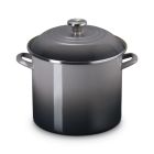  image shows Le Creuset Stockpot with Metal Finishes | Oyster against a blank, white background Image