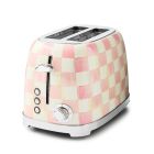 image shows MacKenzie-Childs Rosy Check 2-Slice Toaster against a blank, white background Image