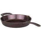 Viking Polished Cast Iron 10" Fry Pan Against a Plain White Background Image