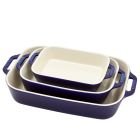 Staub 3-Piece Rectangular Baking Dish Set | Dark Blue