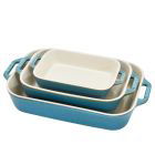 Staub 3-Piece Rectangular Baking Dish Set | Rustic Turquoise