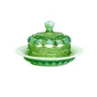 Mosser Glass Eye Winker Butter Dish in Green Opal