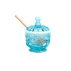 Mosser Glass Eye Winker Honey Jar & Dipper | Aqua Opal