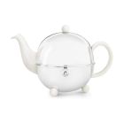 Bredemeijer 17oz Ceramic Teapot | White & Stainless Steel