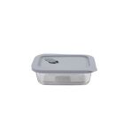 image shows Click Clack 0.4 Quart Cook+ Rectangular Heatproof Glass Container | Grey against a blank, white background Image