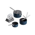 Joseph Joseph Space Folding Handle Ceramic Non-stick 3-Piece Saucepan Set | Blue  Image