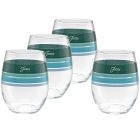 image shows Fiesta&reg; 15oz Stemless Wine Glasses (Set of 4) | Edgeline Aegean against a blank, white background Image