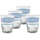 image shows Fiesta&reg; 15oz Tapered Double Old Fashion Glasses (Set of 4) | Edgeline Coastal Blues against a blank, white background   Image