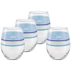 image shows Fiesta&reg; 15oz Stemless Wine Glasses (Set of 4) | Edgeline Coastal Blues  against a blank, white background Image