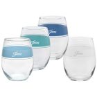 image shows Fiesta&reg; 15oz Stemless Wine Glasses (Set of 4) | Coastal Blues Frame against a blank, white background Image