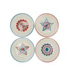 image shows Fiesta&reg; 4-Piece 7.25" Classic Rim Salad Plate Set | Americana  against a blank, white background Image