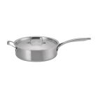   image shows Le Creuset Essential Stainless Steel 4.5 Qt. Saute Pan with Lid against a blank, white background Image