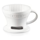  image shows Le Creuset Pour Over Coffee Cone | White against a blank, white background Image