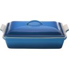 image shows Le Creuset 4 Qt. Heritage Covered Rectangular Casserole | Marseille against a blank, white background Image