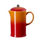 image shows Le Creuset Coffee Pot & Press 34Oz Flame Ss Knob  against a blank, white background Image