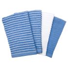 Ritz 4-Piece Horizontal Stripe Bar Mop Set | Blue against a white background with the towels fanned out Image