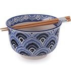 Fuji Merchandise 6" Noodle Bowl & Chopsticks | Blue Peacock