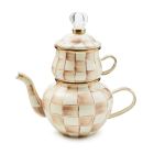 image shows MacKenzie-Childs Mocha Check High Tea against a blank, white background Image
