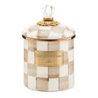 image shows MacKenzie-Childs Mocha Check 32oz Small Canister against a blank, white background Image