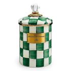 image shows MacKenzie-Childs Emerald Check 1.5 Qt. Medium Canister against a blank, white background Image