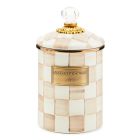 image shows MacKenzie-Childs Mocha Check 1.5 Qt. Medium Canister against a blank, white background Image