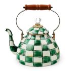 image shows MacKenzie-Childs Emerald Check 3 Qt. Tea Kettle against a blank, white background Image