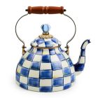  image shows MacKenzie-Childs Emerald Check 3 Qt. Tea Kettle against a blank, white background Image