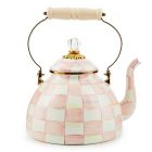 image shows MacKenzie-Childs Rosy Check 3 Qt. Tea Kettle against a blank, white background Image