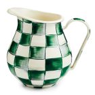 image shows MacKenzie-Childs Emerald Check 3qt. Emerald Check Pitcher against a blank, white background
 Image