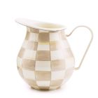 image shows MacKenzie-Childs Mocha Check 3 Qt. Pitcher against a blank, white background
 Image